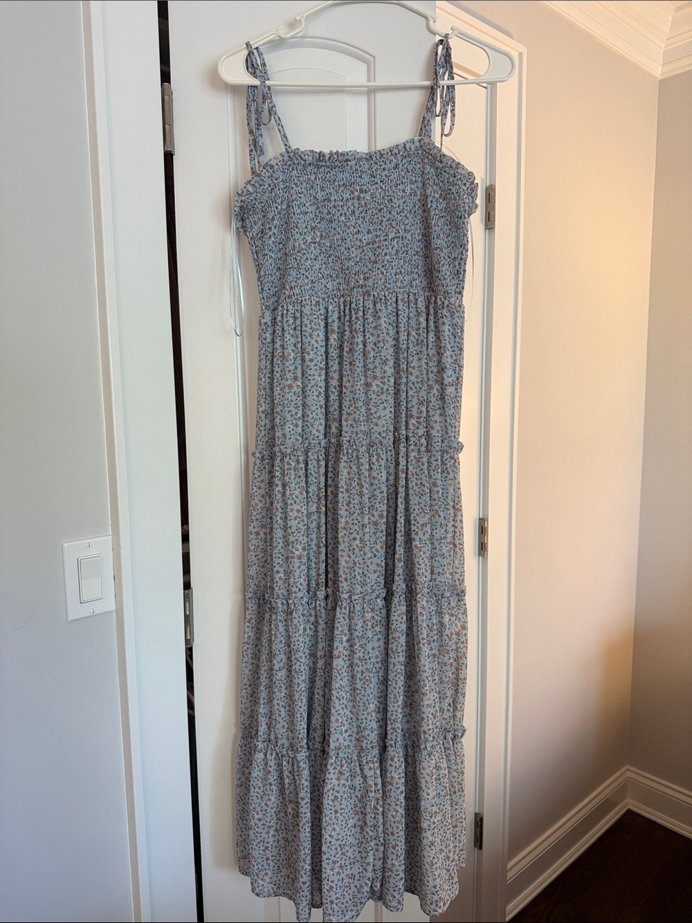 Altar'd State Blue Floral Tiered Midi Dress